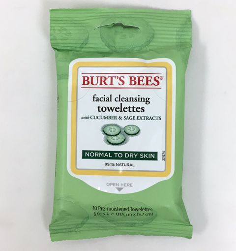 Picture of Burt's Bees Facial Cleansing Towelettes - 10 Count, Cucumber & Sage (8 Units)
