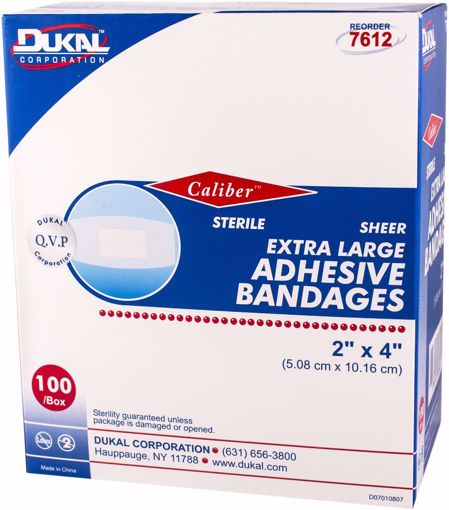Picture of Dukal Caliber? Sheer Adhesive Sterile Bandage - 100 Count, 2" x 4" (24 Units)