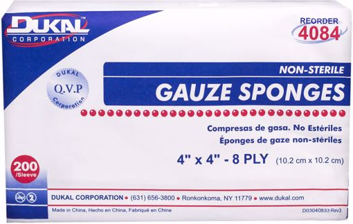 Picture of Dukal 4" x 4" Gauze Sponge - 8-Ply, 200 Count (20 Units)