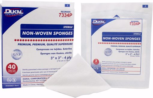 Picture of Dukal Sterile Non-Woven Sponge - 3" x 3", 40 Count, 2 Pack (30 Units)