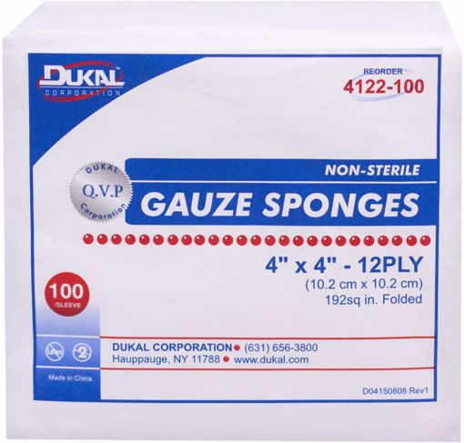 Picture of Dukal 4" x 4" Gauze Sponge - 12 Ply, 100 Count (20 Units)