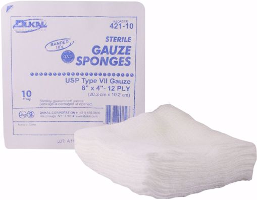 Picture of Dukal Type VII Gauze 8" x 4" Sterile Sponge - 12 Ply, 10 Count (80 Units)