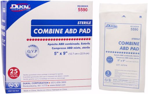 Picture of Dukal 5" x 9" Combine ABD Sterile Pad - 25 Count (16 Units)