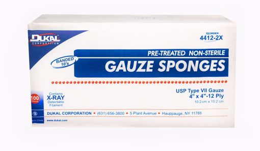 Picture of Dukal X-Ray Detectable Type VII Non-Sterile Gauze Sponge - 4" x 4", 100 Count (20 Units)