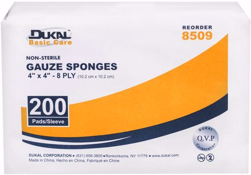 Picture of Dukal Basic Care 4" x 4" Gauze Sponge - 8 Ply, 200 Count (20 Units)