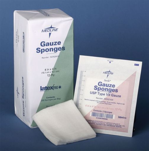 Picture of Medline 100% Cotton Woven Gauze Sponges 3" x 3" 200 Count (20 Units)