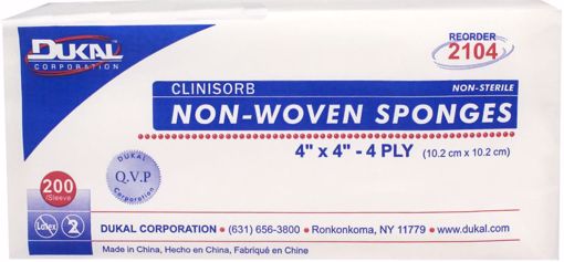 Picture of Dukal Clinisorb 4" x 4" Non-Woven Sponge - 4 Ply, 200 Count (10 Units)