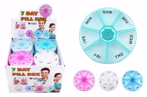 Picture of Round 7 Day Pill Box - Assorted Colors (24 Units)