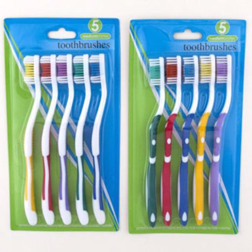 Picture of Adult Toothbrushes - 5 Pack, Medium (72 Units)