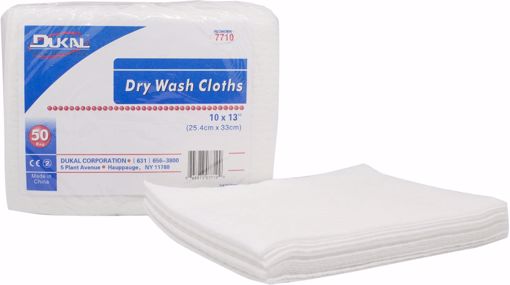 Picture of Dukal Dry Wash Cloths, 10" x 13", Embossed, Non-Sterile (10 Units)
