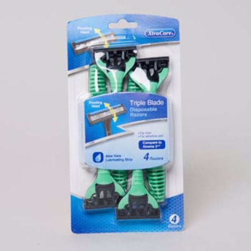 Picture of 4 pack of men's triple blade pivot head razors (72 Units)