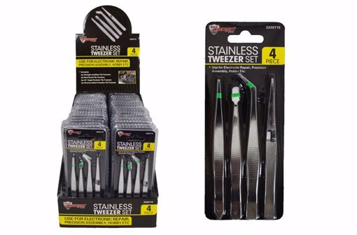 Picture of Stainless Tweezer Set - 4 Piece (36 Units)
