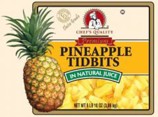 Picture of Chefs Quality - Pineapple Tidbits in Natural Juice, Choice - #10 cans 6/case