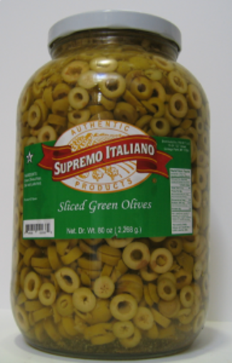 Picture of Supremo Italiano - Sliced Green Olives - 1 gallon, 4/case