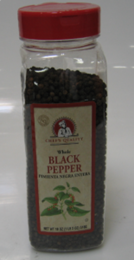 Picture of Chefs Quality - Whole Black Pepper - 18 oz Jar, 12/case