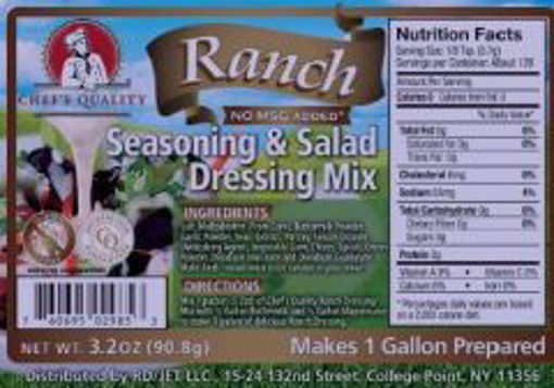 Picture of Chefs Quality - Ranch Dressing Mix, No MSG - 3.2 oz packets, 18/case